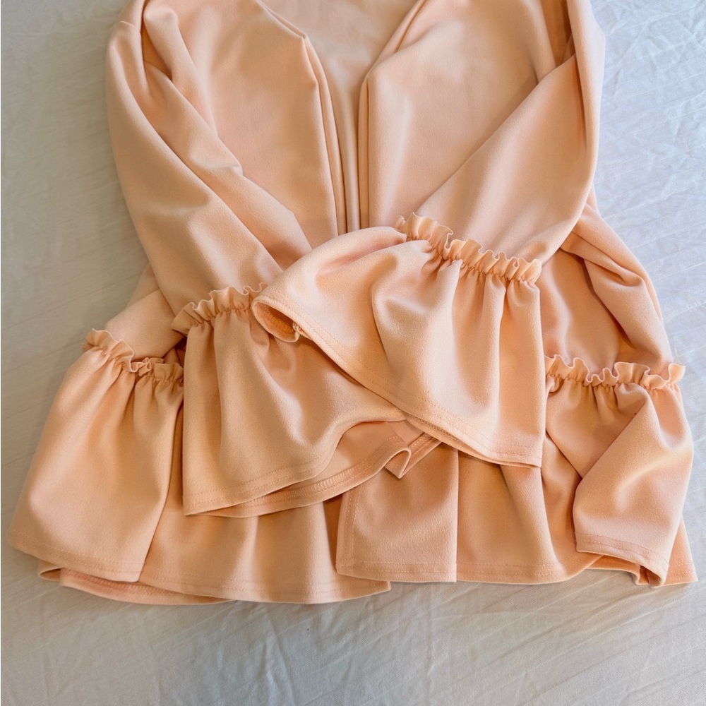Boohoo Peach Ruffle Sleeve Blouse